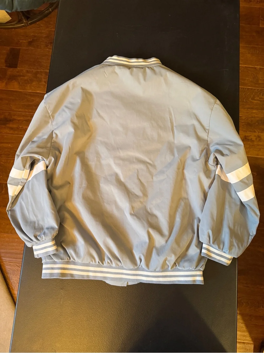 ACHOCK Light Blue Bomber Jacket with White Stripe Accents